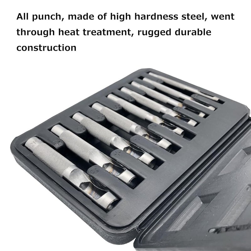 uptodateproducts 9pcs Leather Hollow Punch Set Leather Hole Punch Tool 3mm 12mm - Image 3