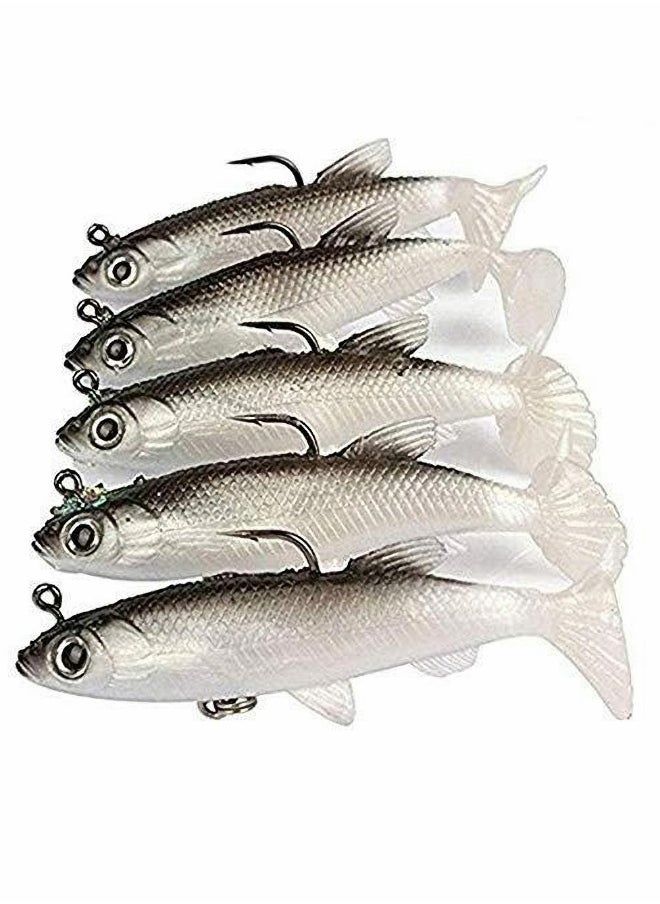 Generic Fishing Lure Set, 5Pcs 8cm Soft Bait Head, Sea Fish Lures, Fishing Tackle Sharp Treble Hook, T Tail Artificial Bait  - Image 1