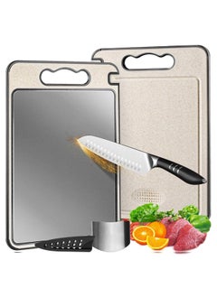 ArcShine ArcShine Titanium Cutting Board Pro | 100% Pure Titanium & Wheat Straw with Knife Sharpener + Guards, Finger Guard & Juice Groove | Scratch-Free Chopping Board  - Image 1