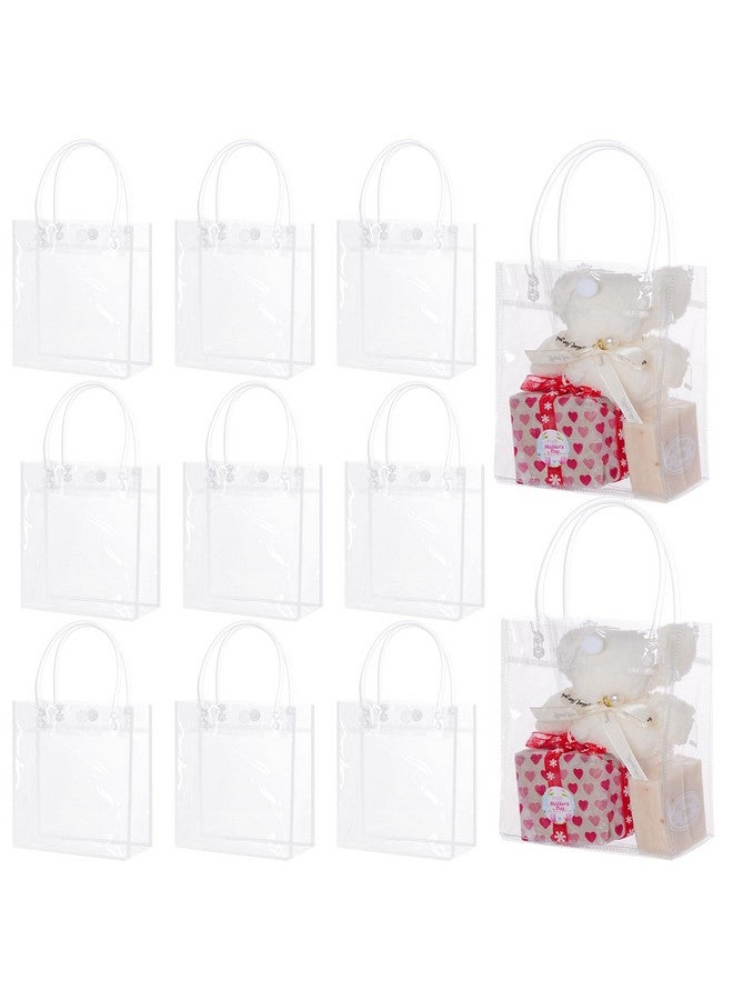 Yolyoo 25Pcs Clear Pvc Gift Bags With Handles Small Plastic Tote Reusable Transparent Gift Wrap / Shopping Bags For Wedding Candy Bagsdessertmerchandise Retail Small Business (Clear 5.9 * 5.1) - Image 1