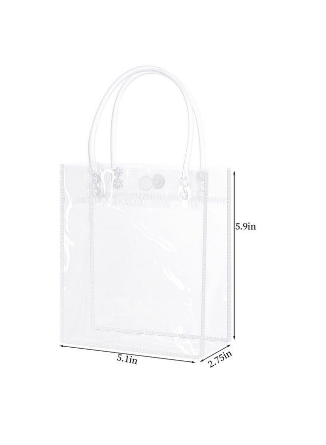 Yolyoo 25Pcs Clear Pvc Gift Bags With Handles Small Plastic Tote Reusable Transparent Gift Wrap / Shopping Bags For Wedding Candy Bagsdessertmerchandise Retail Small Business (Clear 5.9 * 5.1) - Image 2
