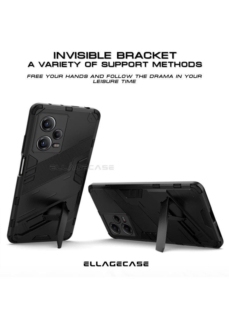 ELLAGECASE Shockproof Case for Xiaomi Redmi Note 12 5G / Xiaomi Poco X5 5G, Enhanced Protection, Built-in Magnetic Mount, Convenient Stand, Solid Camera Protection  - Image 4