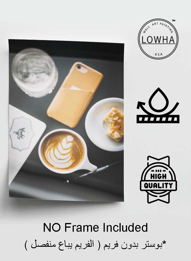 LOWHA Poster Painting Art With Four Separate Pieces Of Double-Sided Stickers Coffee On Table For Home Bedroom Living Room And Office Decor  - Image 3