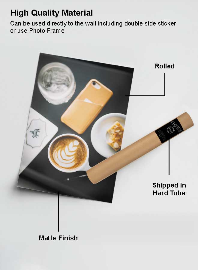 LOWHA Poster Painting Art With Four Separate Pieces Of Double-Sided Stickers Coffee On Table For Home Bedroom Living Room And Office Decor  - Image 2