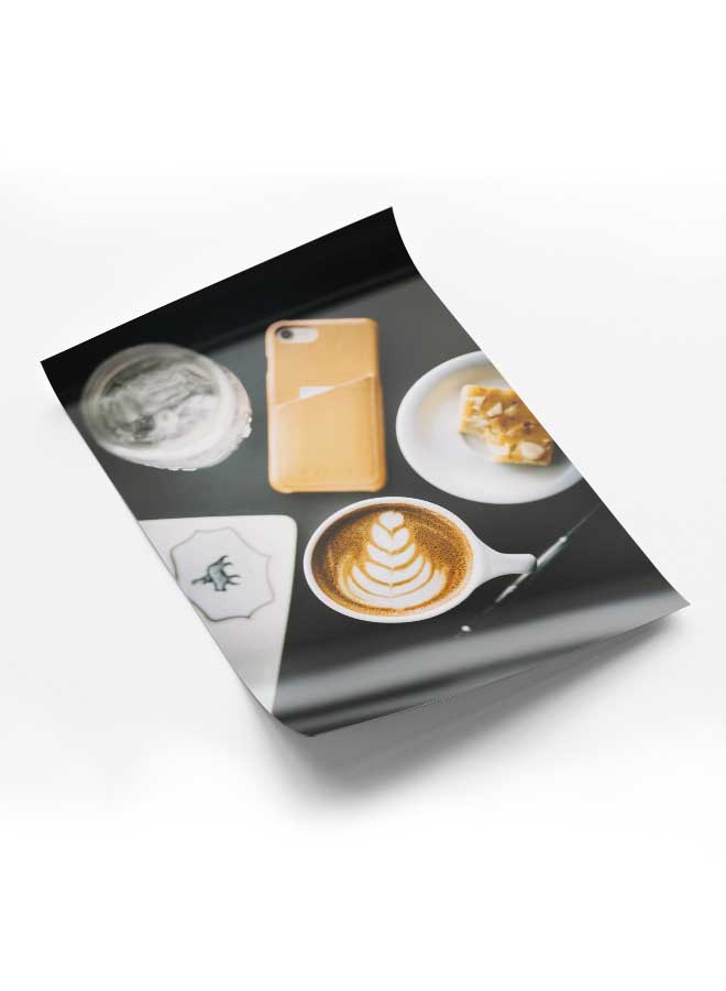 LOWHA Poster Painting Art With Four Separate Pieces Of Double-Sided Stickers Coffee On Table For Home Bedroom Living Room And Office Decor  - Image 1