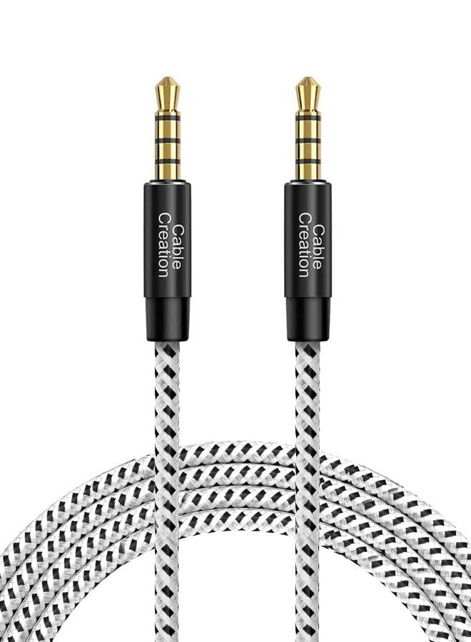 CableCreation 3.5mm TRRS Audio Cable 6FT, 4-Pole Aux Cord Male to Male Braided 1/8 inch Auxiliary Hi-Fi Stereo Jack Compatible with Headphone, Car, Speaker, Phone, Tablet, Laptop and More - Image 1