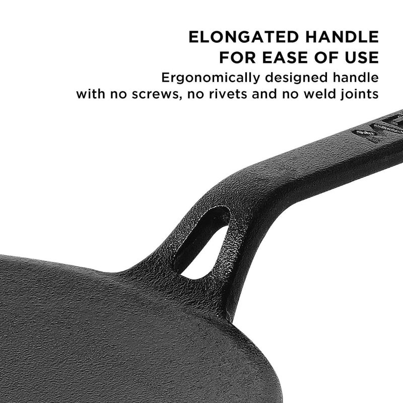 MEYER Meyer Pre-Seasoned Cast Iron 2 Piece Cookware Set - 26cm Cast Iron Roti Tawa + 25cm Cast Iron Grill pan | Iron Utensils for Cooking | Cast Iron Cookware Combo Offer, Black  - Image 5