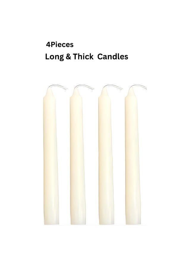 Long Candles Pack of 4 Unscented Premium Wax Tall Candles for Home Table Birthday Romantic Decoration 20 cm - Image 3