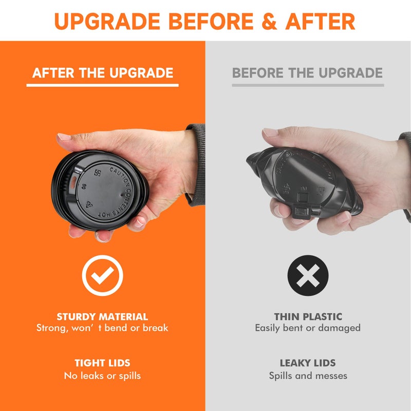 METAPRINT 100 Pack 16 oz Disposable Coffee Cups with Lids and Sleeves, Sturdy Paper Cups for Hot/Cold Drinks, Leak-Proof To Go Coffee Cups with Lids for Home, CafÃ©, Events, Office, Black - Image 3