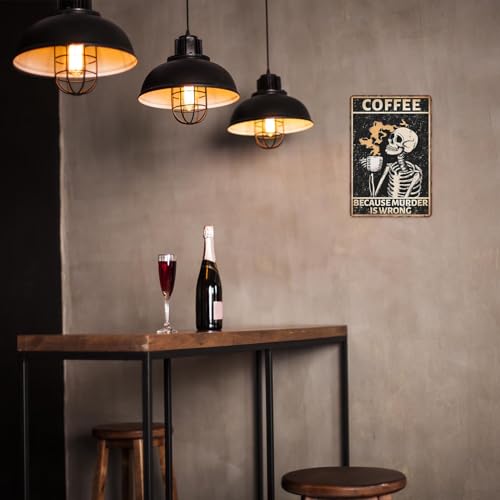 Sanwarm Metal Sign Skeleton Strong Coffee Retro Funny Vintage Tin Sign For Living Room Cafe Bar Club Office Home Wall Decor 12 X 8 Inch - Image 4