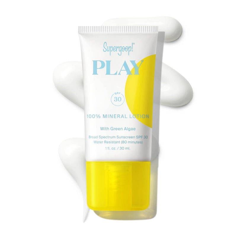 Supergoop! PLAY 100% Mineral Lotion - 1 fl oz - Broad Spectrum SPF 30 Sunscreen for Face & Body - Lightweight, Fast Absorbing + Water-Resistant - With Green Algae - Image 1