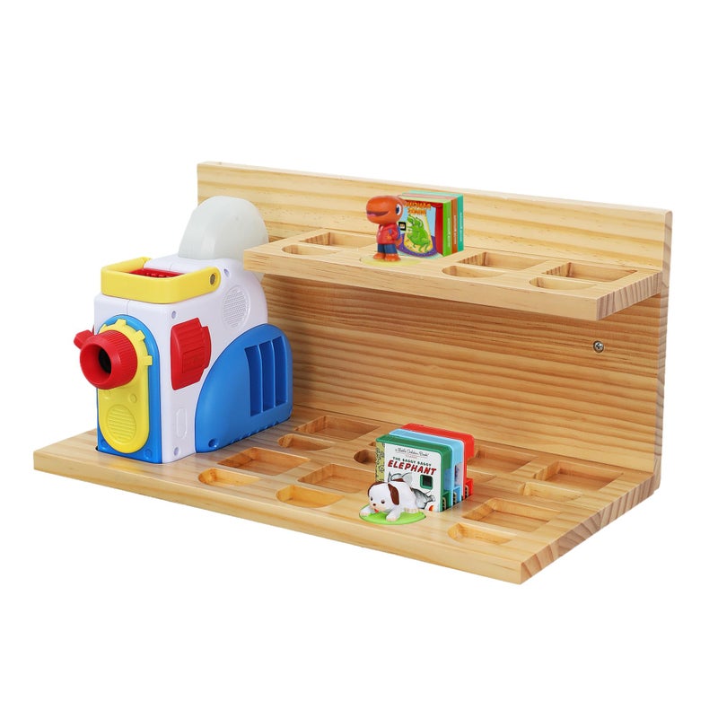 PHOENANCEE Floating Shelves for Little Tikes Story Dream MachineWall Shelf for Little Tikes Projector Books Audio Play Character Storage Tray Organizer for Toddlers and Kids Girls BoysPineNatural Wood - Image 2