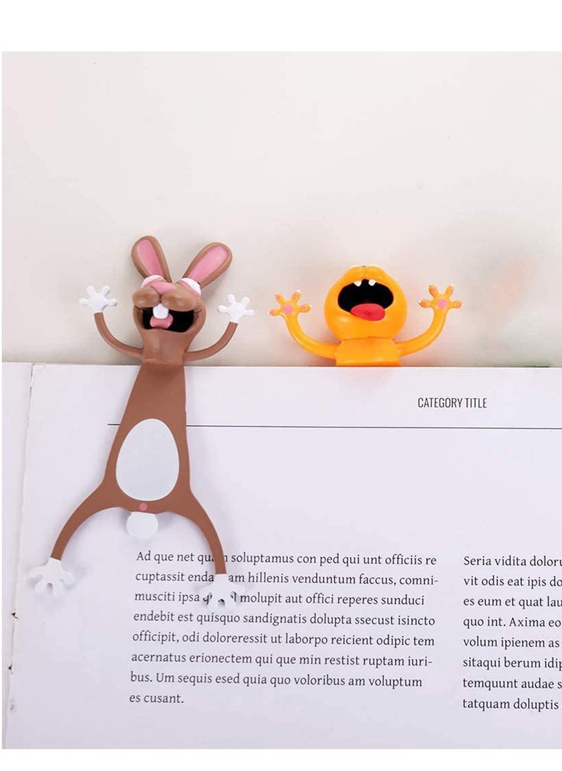 SYOSI - Wacky Bookmark Palz-3d Stereo Kawaii Cartoon Bookmark, 3D Animal Wacky Bookmarks Help with Reading for Kids and Students, Reading Presents, Party Favors, Mouse  Rabbit Bookmarks 2pcs - Image 1