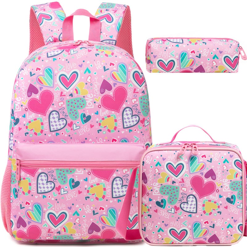 Oruiji Kids Backpacks for Girls School Backpack for Kids Backpack with Lunch Box Bookbag for Girls Preppy Aesthetic Backpacks Back to School Supplies Kit - Image 2