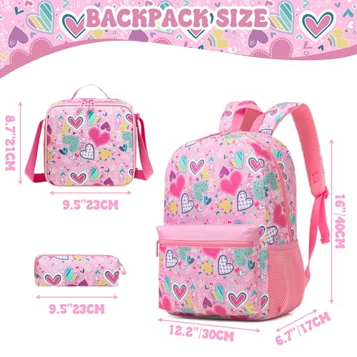 Oruiji Kids Backpacks for Girls School Backpack for Kids Backpack with Lunch Box Bookbag for Girls Preppy Aesthetic Backpacks Back to School Supplies Kit - Image 3