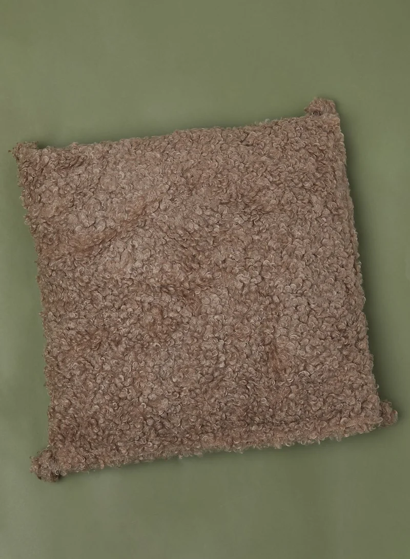 Noire Edit Beige Fleece Pom Pom Cushion With Insert 45X45Cm