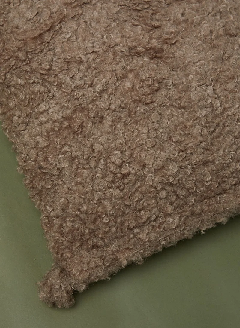 Noire Edit Beige Fleece Pom Pom Cushion With Insert 45X45Cm