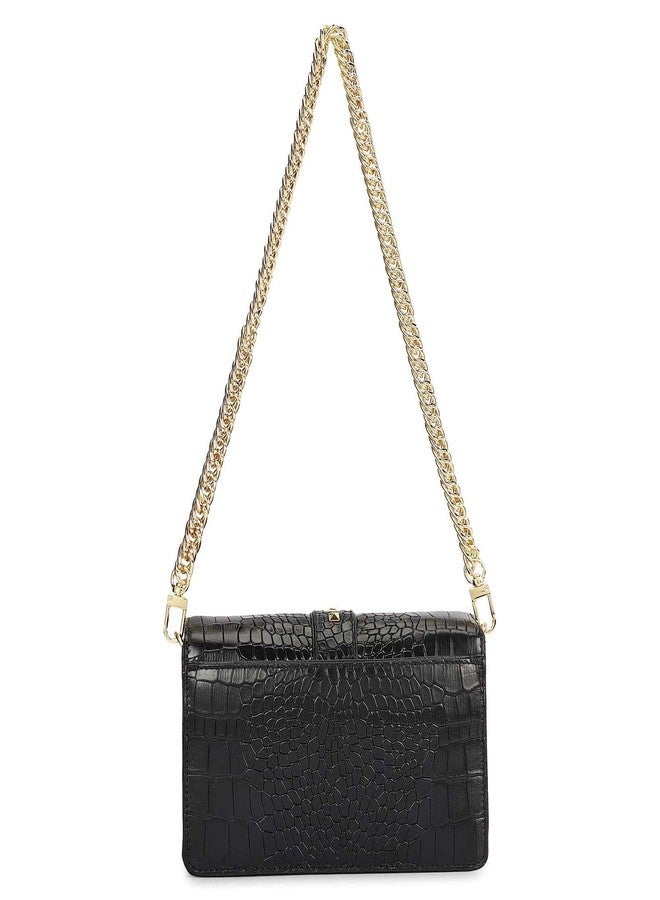 Da Milano Leather Shoulder Bag for Women - Black (00373OL) - Image 5