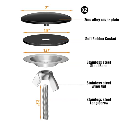 KIBBEH 2 Pack 2 Inch Sink Hole Cover for Kitchen Stainless Steel Faucet Hole Cover,Sink Plug Stopper Kitchen,Blanking Metal Plug(Black) - Image 4