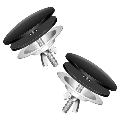 KIBBEH 2 Pack 2 Inch Sink Hole Cover for Kitchen Stainless Steel Faucet Hole Cover,Sink Plug Stopper Kitchen,Blanking Metal Plug(Black) - Image 1