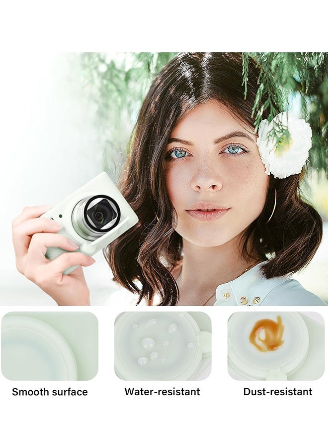 حافظة سيليكون متوافقة مع كاميرا Canon Powershot SX740 SX730 HS الرقمية حافظة مطاطية ناعمة SX740 HS مع غطاء عدسة قابل للإزالة وواقي شاشة من الزجاج المقوى مضاد للانزلاق ومضاد للخدش، لون أخضر هلامي - Image 2