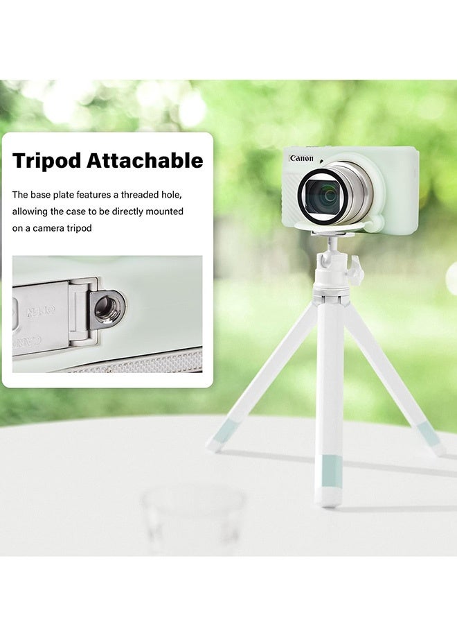 حافظة سيليكون متوافقة مع كاميرا Canon Powershot SX740 SX730 HS الرقمية حافظة مطاطية ناعمة SX740 HS مع غطاء عدسة قابل للإزالة وواقي شاشة من الزجاج المقوى مضاد للانزلاق ومضاد للخدش، لون أخضر هلامي - Image 5