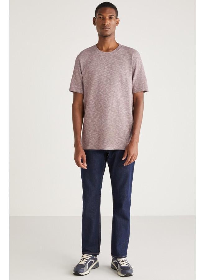 جريميلانج تيشيرت رجالي قطن جريملانج أبوت بياقة دائرية مريح بتصميم خاص منقوش أحمر هيذر - Image 5