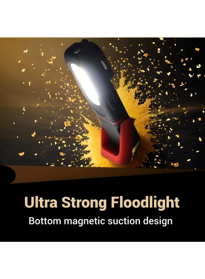 S Series Black Red Portable Magnetic Rechargeable Ultra Bright COB LED Flashlight - Image 2