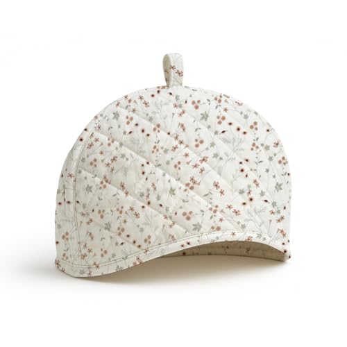 LINENWALAS Premium Cotton Tea Cosy for Kettle – 12x15 Inches | 3-Layer Thermal Insulation | Elegant Printed Design | Tea Kettle Warmer Pot Cover for Coffee Table, Dining Table Décor (Crimson Flower) - Image 5
