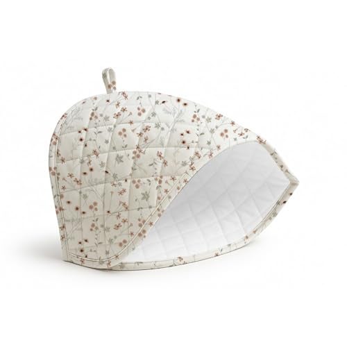 LINENWALAS Premium Cotton Tea Cosy for Kettle – 12x15 Inches | 3-Layer Thermal Insulation | Elegant Printed Design | Tea Kettle Warmer Pot Cover for Coffee Table, Dining Table Décor (Crimson Flower) - Image 3