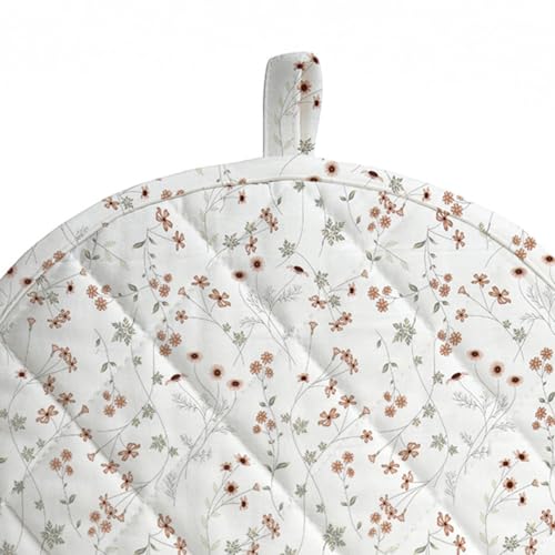 LINENWALAS Premium Cotton Tea Cosy for Kettle – 12x15 Inches | 3-Layer Thermal Insulation | Elegant Printed Design | Tea Kettle Warmer Pot Cover for Coffee Table, Dining Table Décor (Crimson Flower) - Image 4