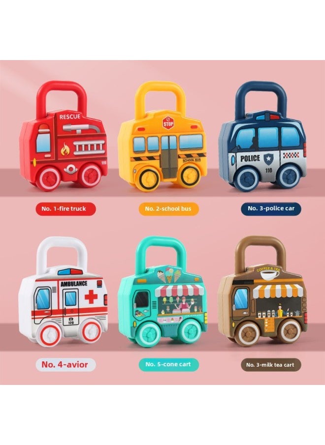 null - Children's Unlocking Toys Early Education Letters And Numbers Cognition 0-3 Years Old Baby Key Shape Matching Lock Car-Color:Six Different Patterns (full Set) - Image 1