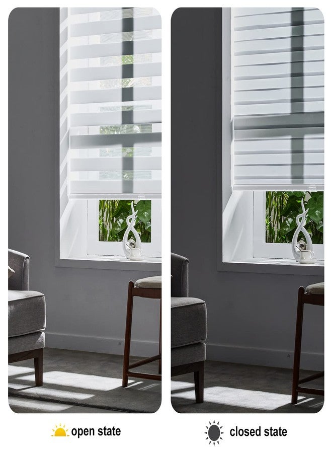 Persilux Cordless Zebra Blinds for Indoor Windows, Free-Stop Zebra Blinds Cordless, Light Filtering Sheer Shades Dual Layer for Day and Night, Zebra Roller Shades for Home (34.25" W X 72" H, White) - Image 5