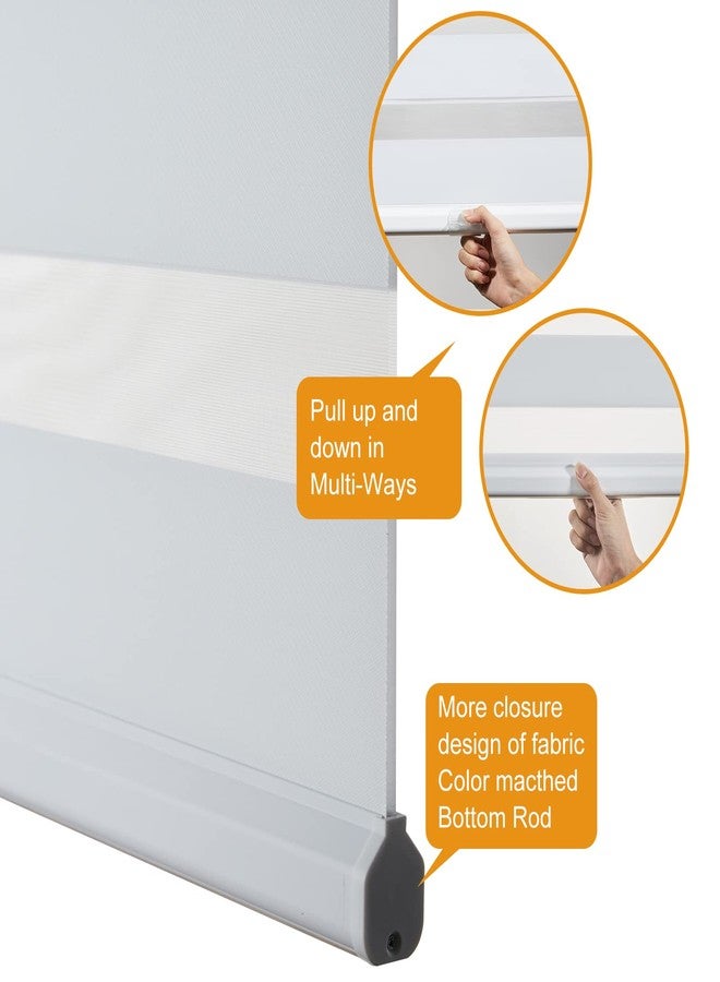 Persilux Cordless Zebra Blinds for Indoor Windows, Free-Stop Zebra Blinds Cordless, Light Filtering Sheer Shades Dual Layer for Day and Night, Zebra Roller Shades for Home (34.25" W X 72" H, White) - Image 3