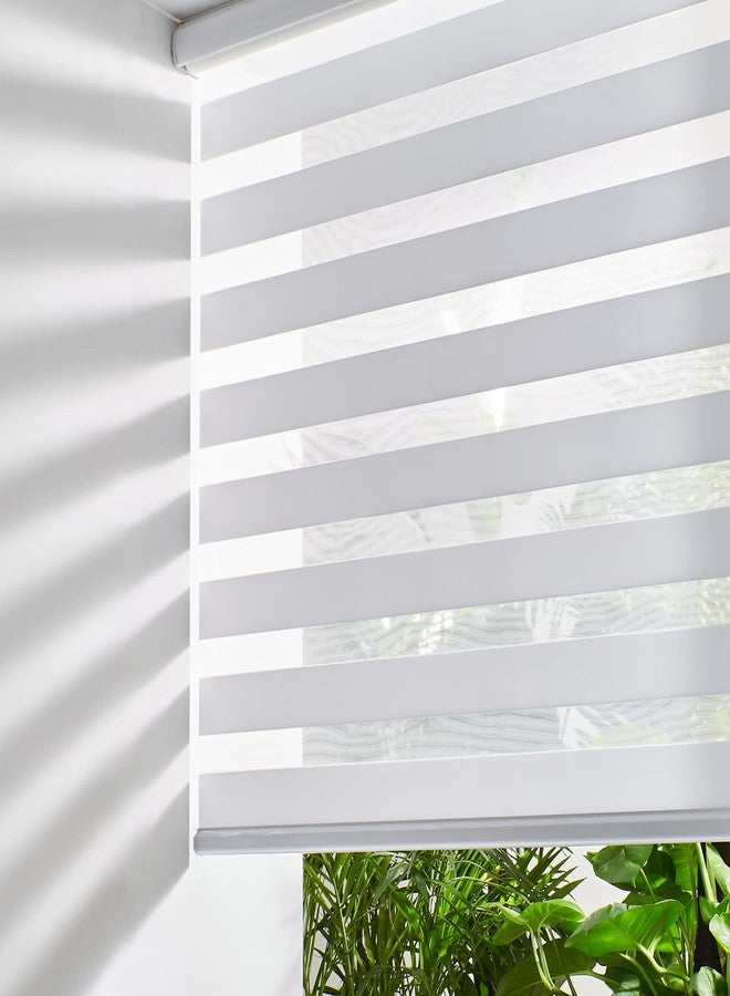 Persilux Cordless Zebra Blinds for Indoor Windows, Free-Stop Zebra Blinds Cordless, Light Filtering Sheer Shades Dual Layer for Day and Night, Zebra Roller Shades for Home (34.25" W X 72" H, White) - Image 1