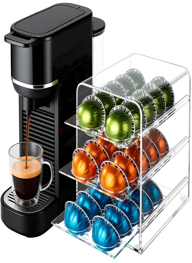 Banafich Acrylic Coffee Pod Holder for Nespresso Vertuo Pods, Countertop Coffee Capsule Storage Organizer, Coffee Drawer for Espresso Accessories, Coffee Gift for Coffee Lovers(Clear_30 Pods) - Image 1
