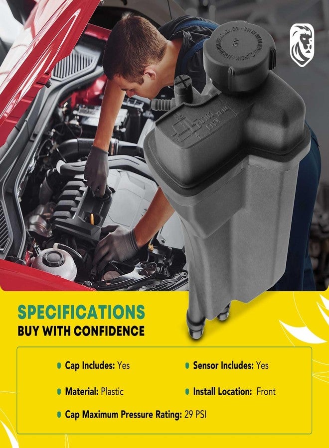 YHTAUTO خزان تمدد سائل تبريد المحرك YHTAUTO مع غطاء ضغط وحساس لسيارات BMW E38 728i و E39 525i و 528i و 530i موديلات 1995-2003، بديل للرقم 17111436381 - Image 2