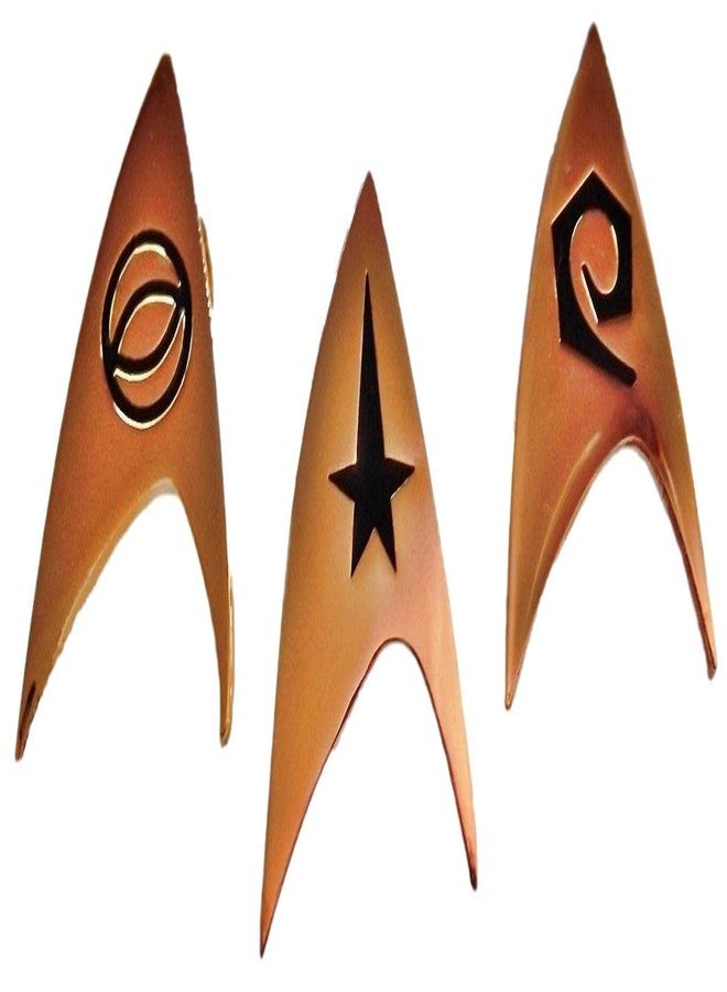 ستار تريك مجموعة من 3 دبابيس شعارات صدرية من سلسلة ستار تريك، خاصة بالقيادة والعلوم والهندسة