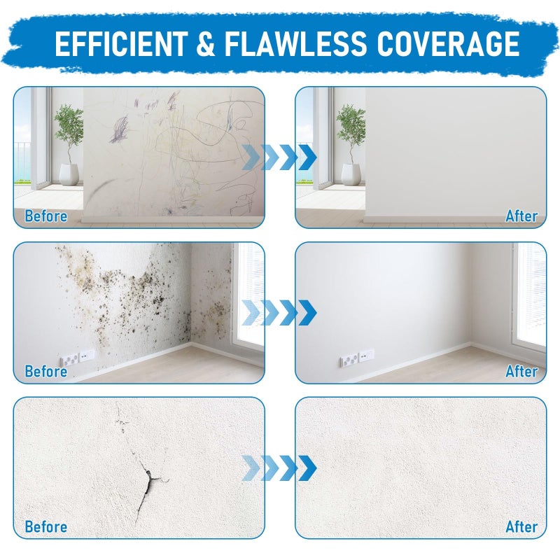 Meuvcol White Paint for Wall, 17.6 Floz Wall Touch Up Paint With Roller - Image 2