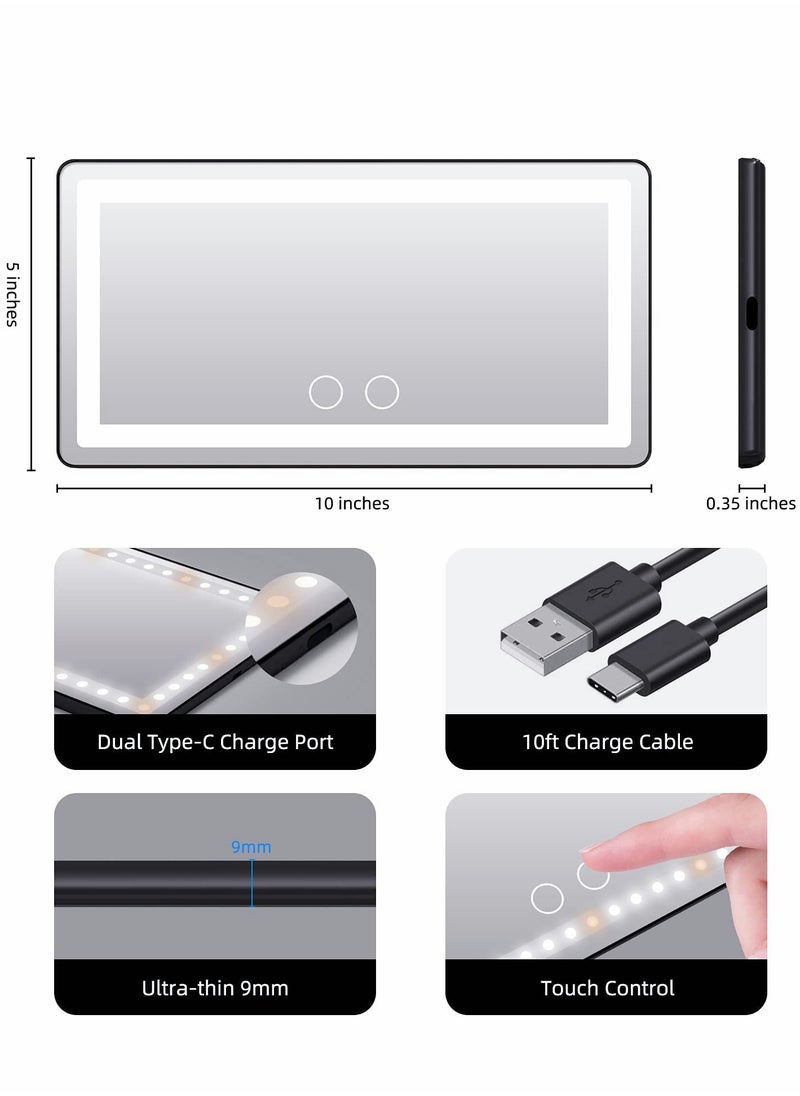 Generic - Rechargeable Makeup Mirror with 3 Light Modes and 60 LEDs for Car Sun Visor Vanity - Portable, Dimmable Clip-on Cosmetic Mirror with Touch Screen, Universal for Vehicles - Image 1
