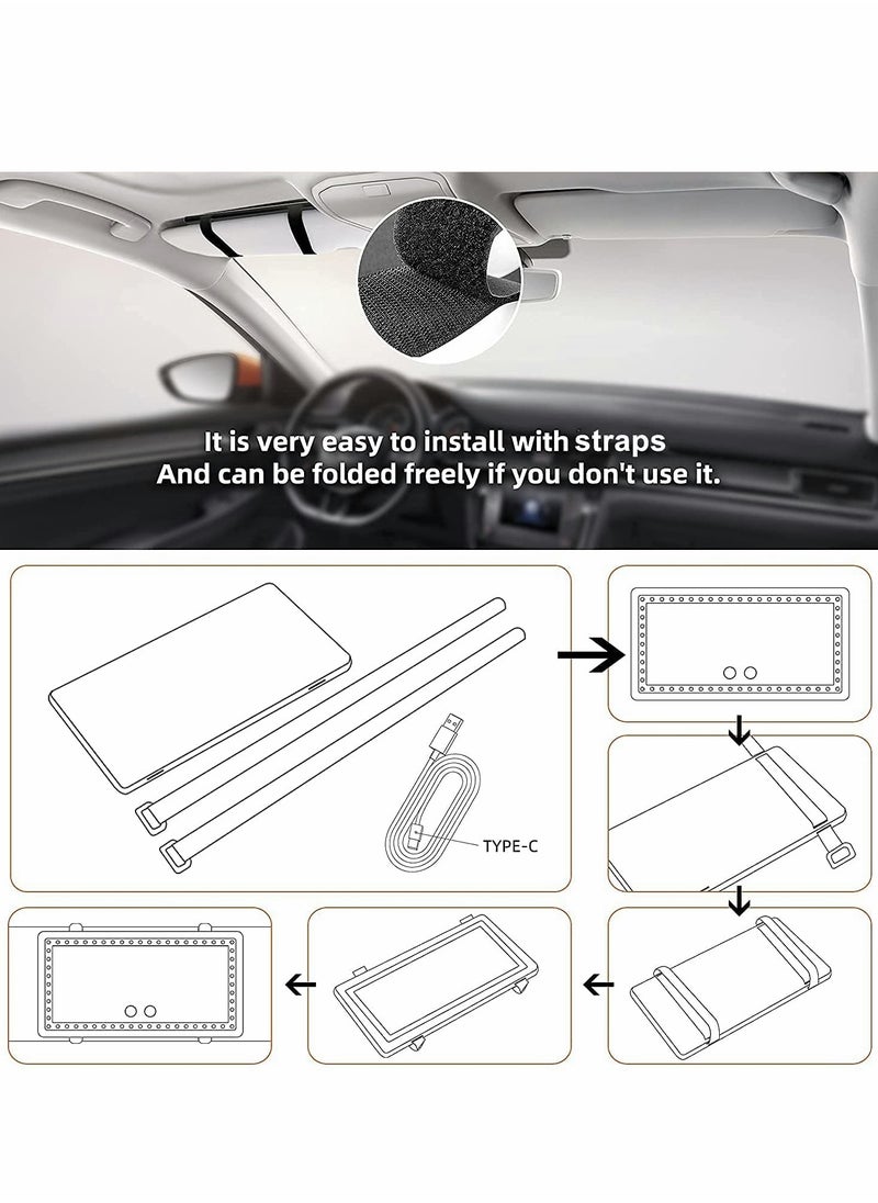 Generic - Rechargeable Makeup Mirror with 3 Light Modes and 60 LEDs for Car Sun Visor Vanity - Portable, Dimmable Clip-on Cosmetic Mirror with Touch Screen, Universal for Vehicles - Image 1