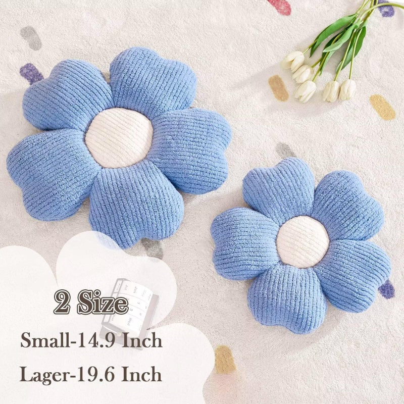Kcvvcr Flower Throw Pillow, Cute Flower Shaped Pillow Decorative Throw Pillow for Bed Couch, Soft Daisy Pillows Floor Seating Cushion Cushions (14.9 Inch Blue) - Image 2