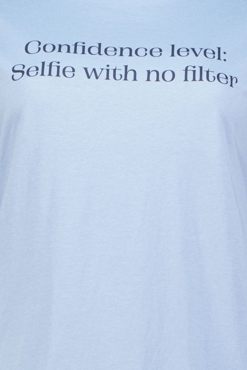 ONLY Women Crew Neck Short Sleeve Graphic Print T-Shirt, Sage Blue - Image 5