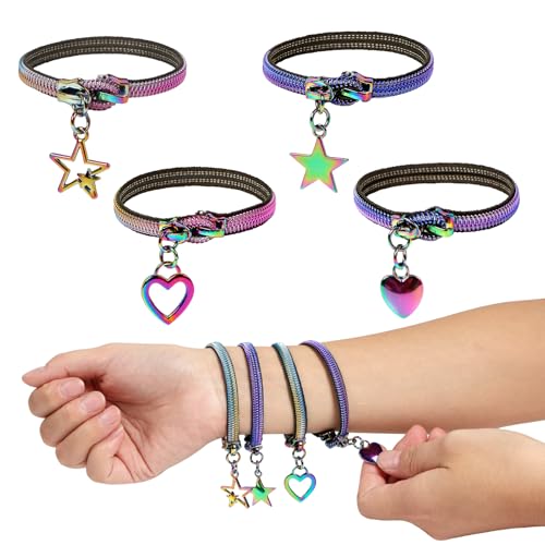 JXM 4 Pieces Fidget Bracelet Wearable Zipper Fidget Bracelet for Autism ADHD and Anxiety Stress Relief Hand Sensory Tools for TeensParty Favors - Image 1