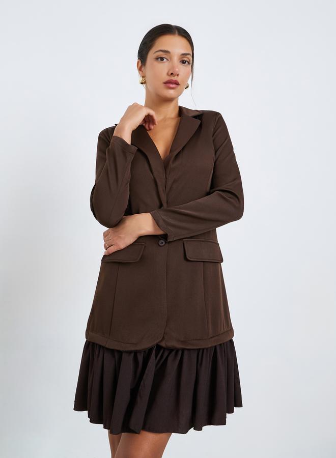 Styli Women Brown Long Sleeves Blazer Mini Dress - Image 2
