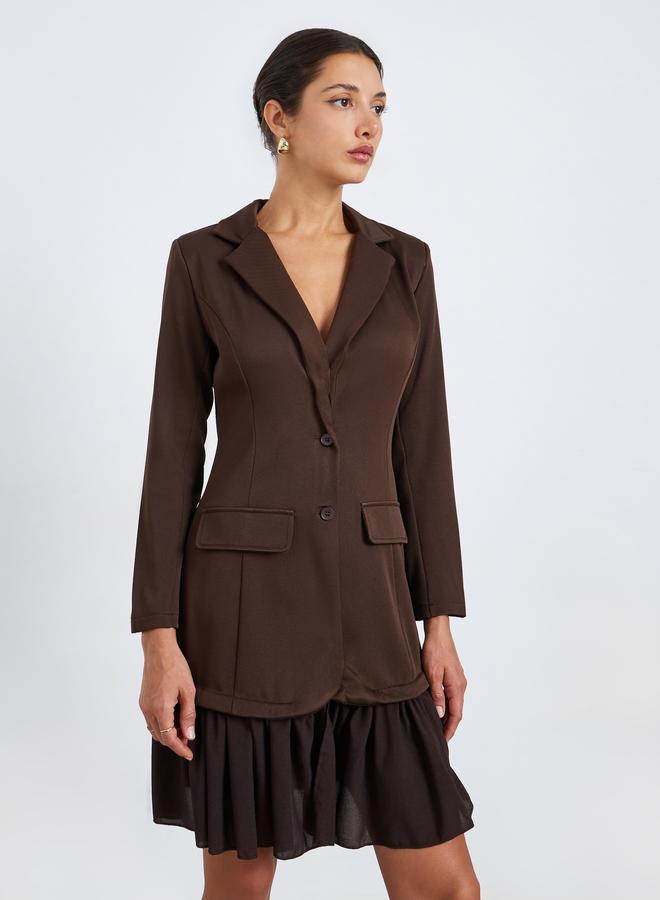 Styli Women Brown Long Sleeves Blazer Mini Dress - Image 3