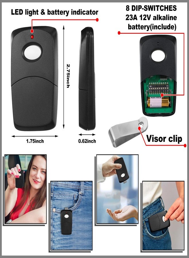 Kingdder 3 Pieces Garage Door Remote Compatible for Multicode 300mhz 10 Dip Switch 3089 3060 3070 Gate Opener Remote Multicode Gate Opener with Keychain (Black) - Image 2