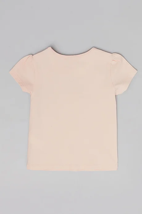 أر أند بي Embroidered Top with Crew Neck and Short Sleeves