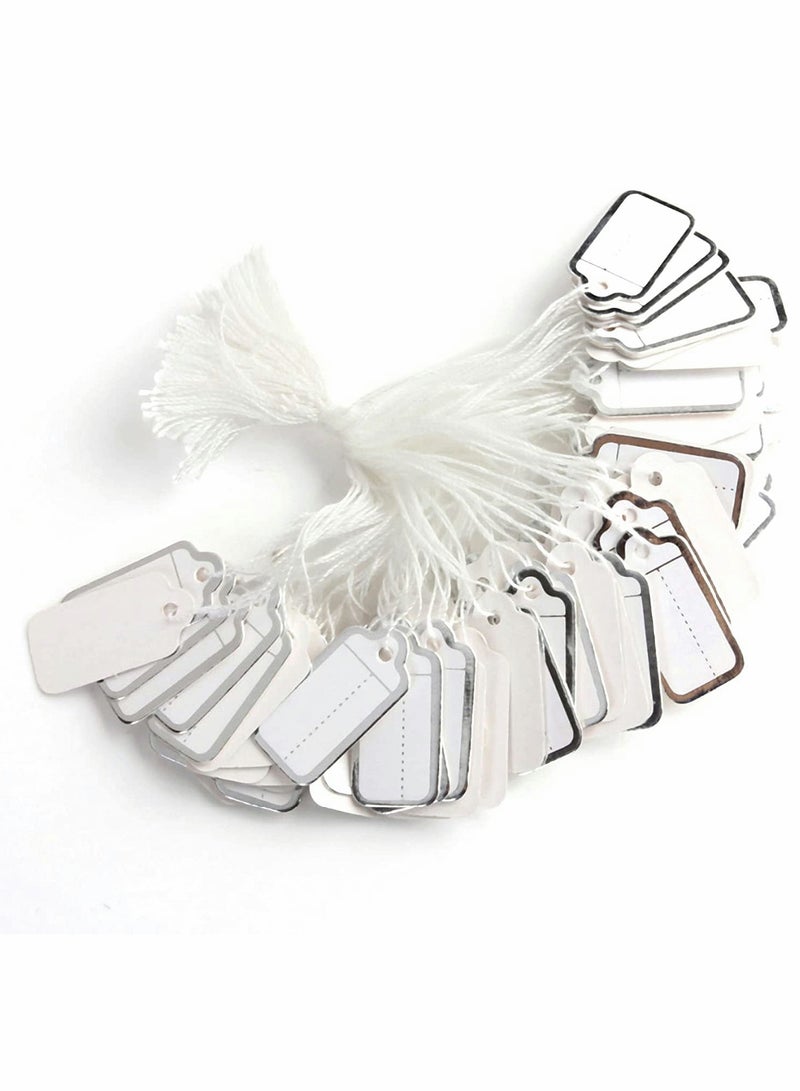 Generic 500 White Jewelry and Clothing Tag Cards with Writable Plastic Paper Material and Rope  - Image 1