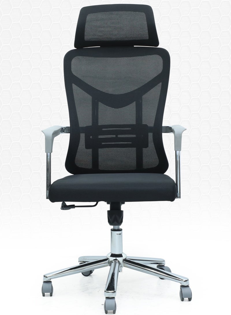 Multi Home Furniture Modern Office Chair MH-9001FR-Black for Home Executive Computer Chair Wide Seat With Large Headrest Modern Desk Chair Lumbar Support Adjustable Armrests  - Image 1